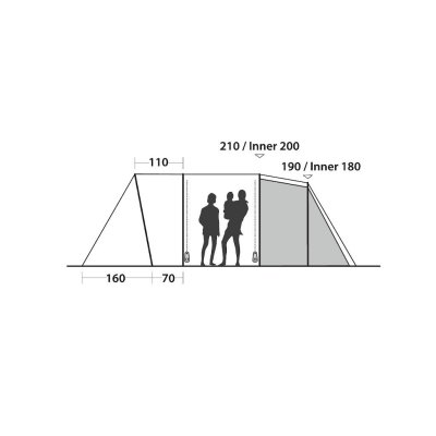 Sketch height for the 5-person family tent Easy Camp Palmdale 500 Lux.
