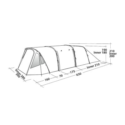 Dimensional sketch for the Easy Camp Palmdale 500 Lux family tent.