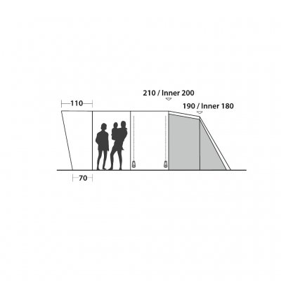 Sketch height of the Easy Camp Palmdale 600 family tent