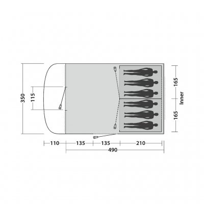 Floor plan for the Easy Camp Palmdale 600 family tent