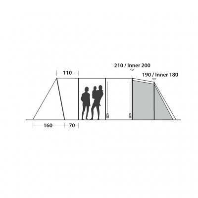 Sketch height of the Easy Camp Palmdale 600 Lux family tent