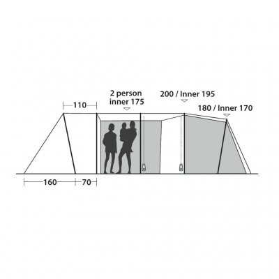Sketch height of the Easy Camp Palmdale 800 Lux family tent