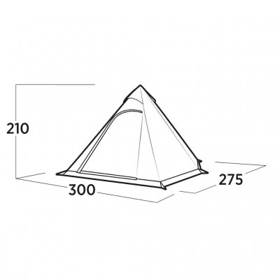Zijaanzicht van de Easy Camp Otra Tipi – de royale plafondhoogte biedt voldoende ruimte voor een comfortabele en luchtige tenter