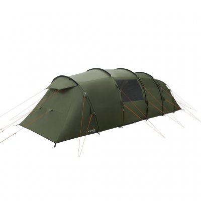 Easy Camp Leka Twin 8 Familietent met gesloten deur waar u ventilatieopeningen kunt zien voor voldoende luchtstroom en vis-a-vis