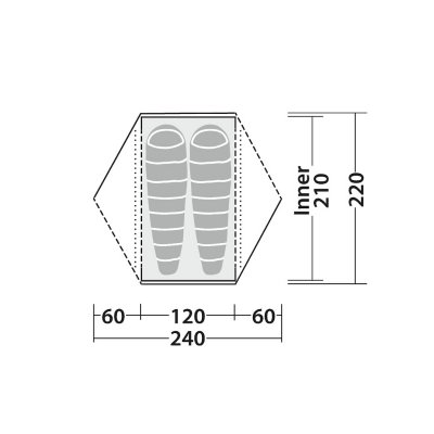 Floor plan for Robens Boulder 2 2-person dome tent
