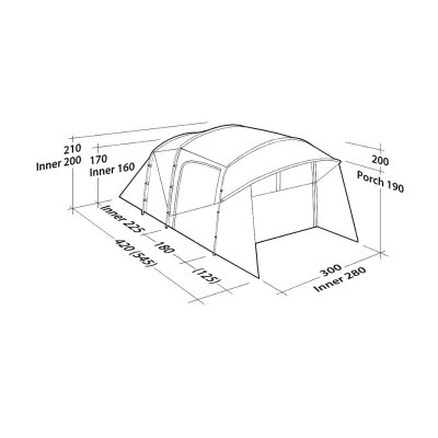 Dimensions for the camp tent Robens Wolf Moon TC 5XP.