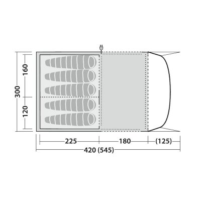Floorplan for Robens Wolf Moon TC 5XP camp tent.