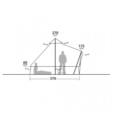 Height sketch for Robens Klondike 6-person tent tent