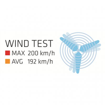 The tent is very resistant to wind and are tested against winds of up to 200 km / h.