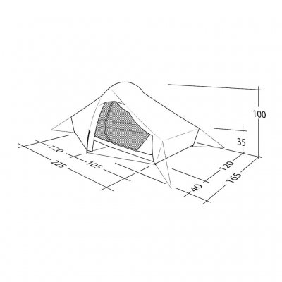 Dimensional drawing for Robens Chaser 2 tent.