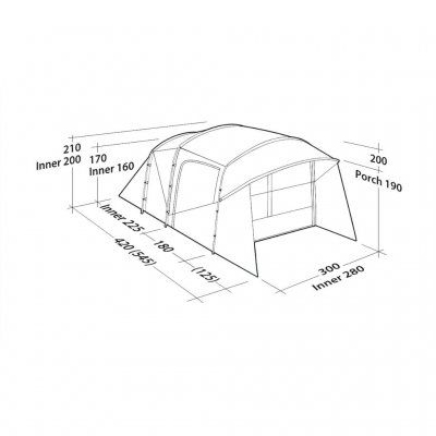 Dimensions for the camp tent Robens Wolf Moon 5XP.