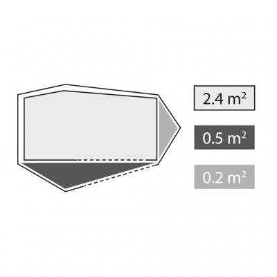 Slaapcabine met opbergvak aan het voeteneinde van de Robens Cress 2 Pro 2-persoonstent