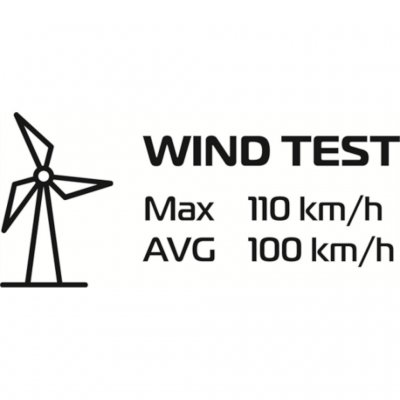 De Robens Aster 3 Pro koepeltent is getest tot windsnelheden van 110 km/u.