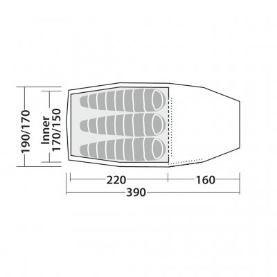 Plattegrond van de 3-persoonstent Robens Sage 3 Pro