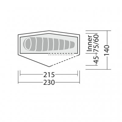 Plattegrond van de Robens Starlight 1 Exp-tent.
