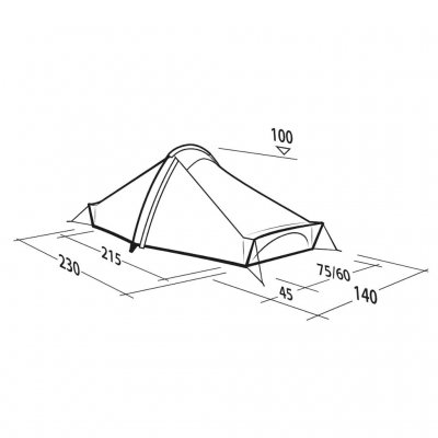 Dimensionale tekening voor de Robens Starlight 1 Exp-tent.