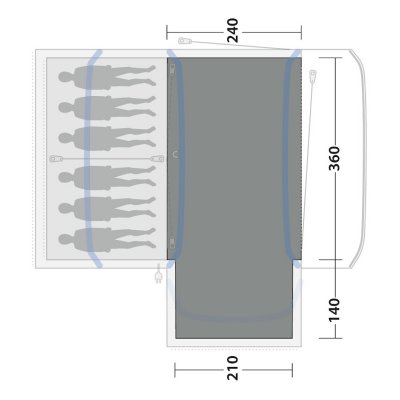 The carpet covers the entire family tent's living room.