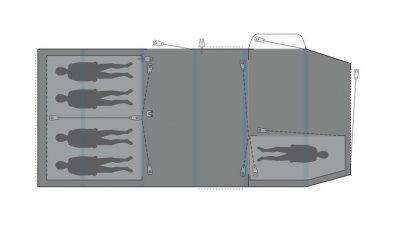 Outwell Knightdale 7PA Floor Covering covers the entire tent.