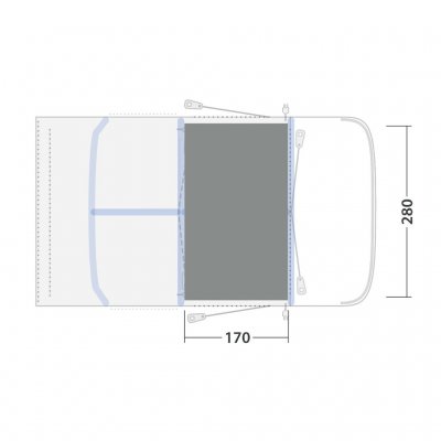 The carpet covers the entire living room of the tent.