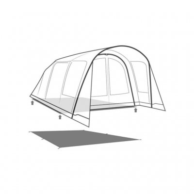 The footprint is placed under the tent during assembly.