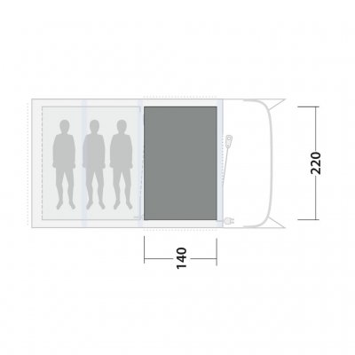 The tent mat covers the entire family room of the Outwell Sunhill 3 Air family tent.