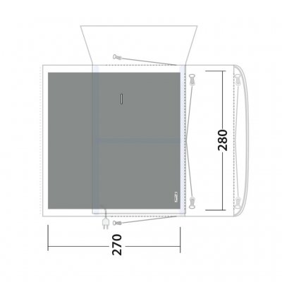 Het tenttapijt bedekt de volledige leefruimte van deOutwell Cozy Carpet Sacramento 6 Air familietent