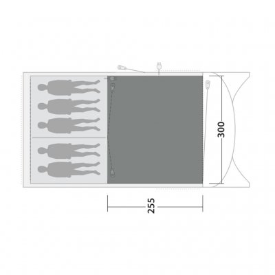 The tent mat covers the entire family room of the Outwell Greenwood 5 family tent.
