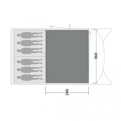 The tent mat covers the entire family room of the Outwell Greenwood 6 family tent.