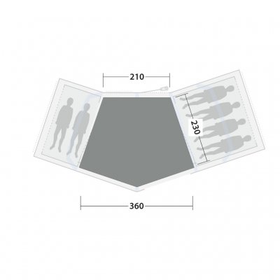 Het tenttapijt bedekt de volledige leefruimte van de familietent Outwell Hartford 6 Air