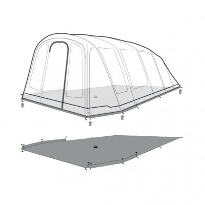 Het grondzeil wordt onder de tent geplaatst.