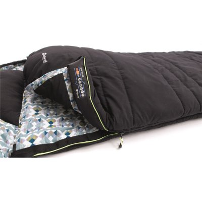 Outwell Camper Lux Double Sleeping Bag has an overweight edge along the zipper that provides extra warmth.