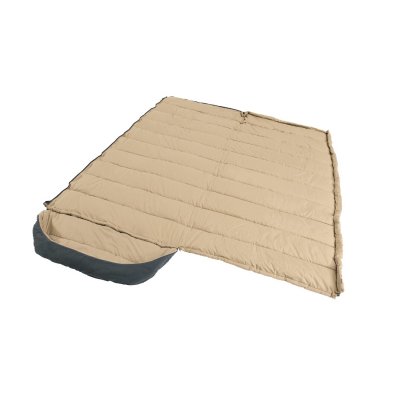 The sleeping bag can be opened up to a blanket.