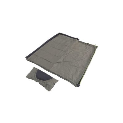 The sleeping bag is fully open to use as a blanket.