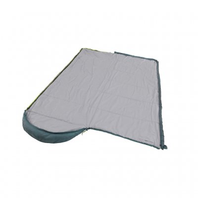 The sleeping bag goes fully open and used as a quilt.