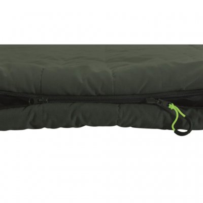 The sleeping bag has a two-way zipper so it can be opened at the foot end.