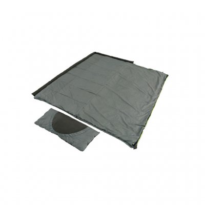 The sleeping bag is fully open to use as a blanket.