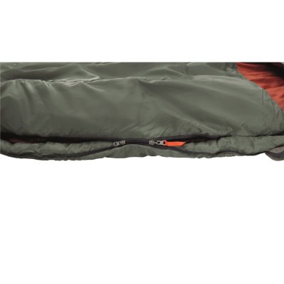 Double zippers allow the foot end of the sleeping bag to open up on hot nights.