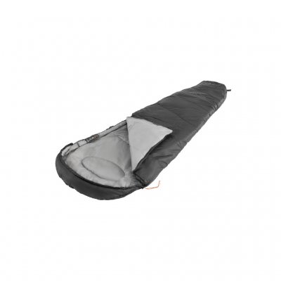 Overlappende rand langs de rits van de slaapzak om warmteverlies te minimaliseren.