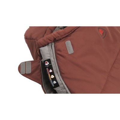 Extra insulated collar, zipper and foot end minimize pull.