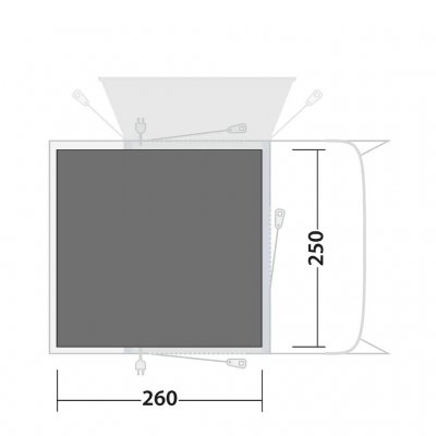 De vloerbedekking ligt onder de gehele tent en beschermt tegen nattigheid, vuil en slijtage.