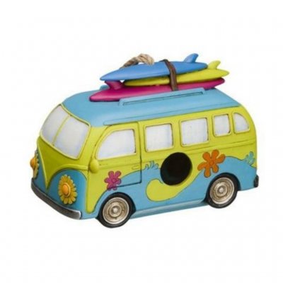 Flamefield Birdhouse Campervan in durable polyresin. An ornament for the garden or the campsite.