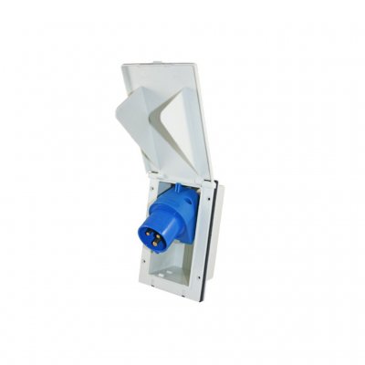 The lid fits haba electrical sockets for caravans and mobile homes of 100 x 160 mm.