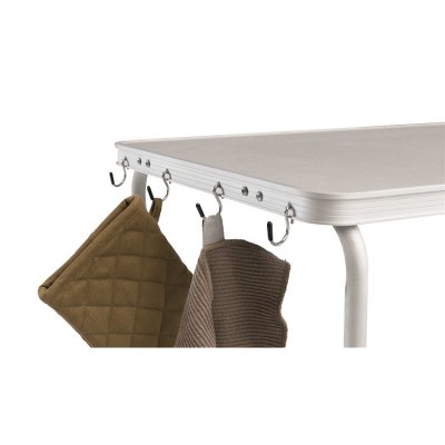 Seven hooks on side of tabletops