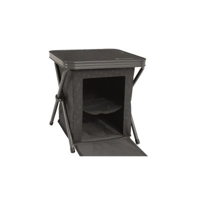 Two shelves provide smooth storage.