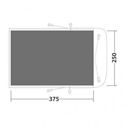 De vloerbedekking ligt onder de gehele tent en beschermt tegen nattigheid, vuil en slijtage.