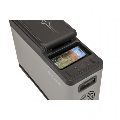 Ontworpen vak voor het opbergen van uw telefoon met draadloos opladen.