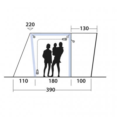 Maatschets van de Outwell Jonesville 290SA bustent.
