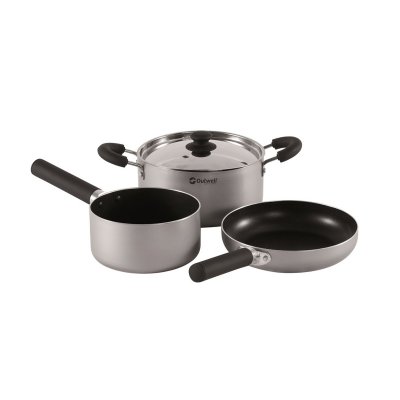 Aluminum pot with durable non-stick treatment.