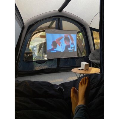 Cozy with the family in the tent.