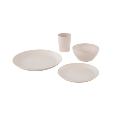 Stackable and durable tableware in melamine.